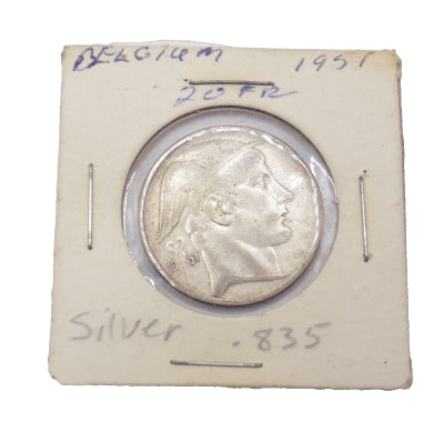 1951 Belgium 20 Francs .835 Silver Coin