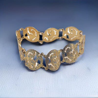 Vintage Siam Sterling Gold Plated Round Linked Bracelet