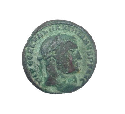 A picture of a rare ancient Roman coin. The coin is made of bronze and is in good condition. The coin is inscribed with the name of the emperor Licinius I and the date of 308-324 A.D. The coin is a valuable piece of history and is a reminder of the Roman Empire.