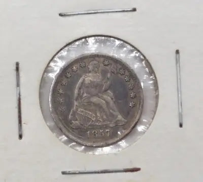 silver 1857 half dime coin