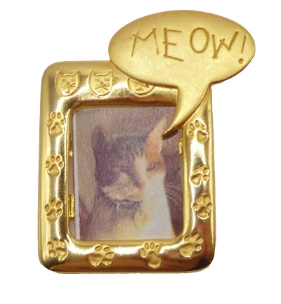 Vintage Jonette Jewelry Cat Meow Photo frame Brooch JJ