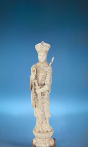 Antique Ivory Hand Carved Chinese Woman Warrior Large Figurine