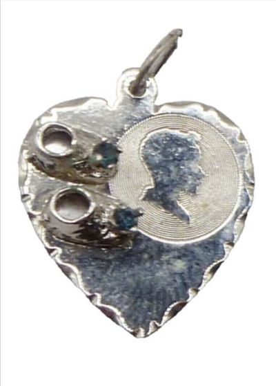 Vintage T.G Sterling Silver Heart, Light Blue Birthstone Charm