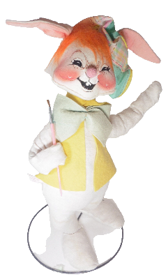 Adorable Vintage 1971 Annalee Mobilitee Doll featuring a charming painting bunny, perfect for Easter celebrations and collectors alike